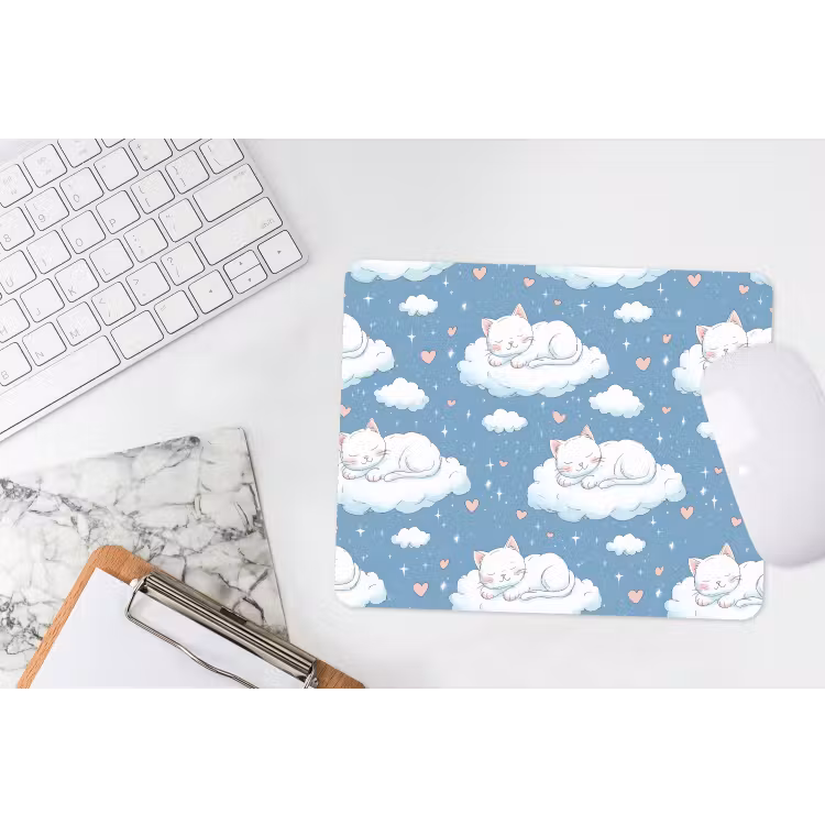 Kitten - Wolken - Blauw muismat rubber klein 262 -witbureau