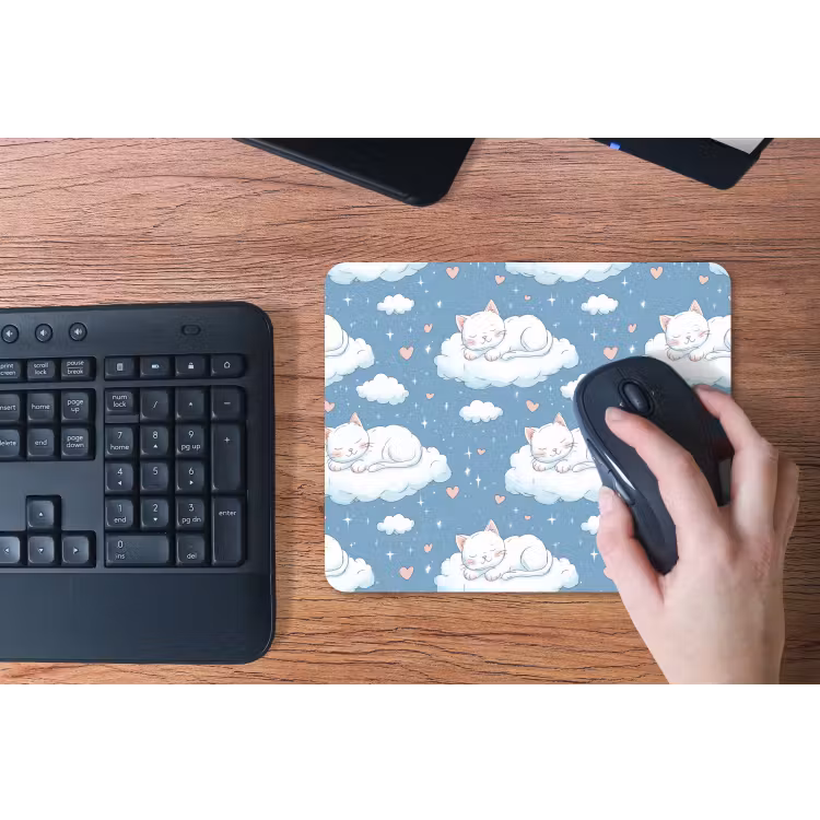 Kitten - Wolken - Blauw muismat rubber klein 262 -toetsenbord