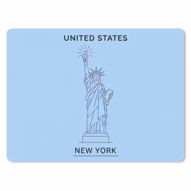 Monument - Vrijheidsbeeld - New York - Minimalistisch - Blauw muismat rubber klein -3d
