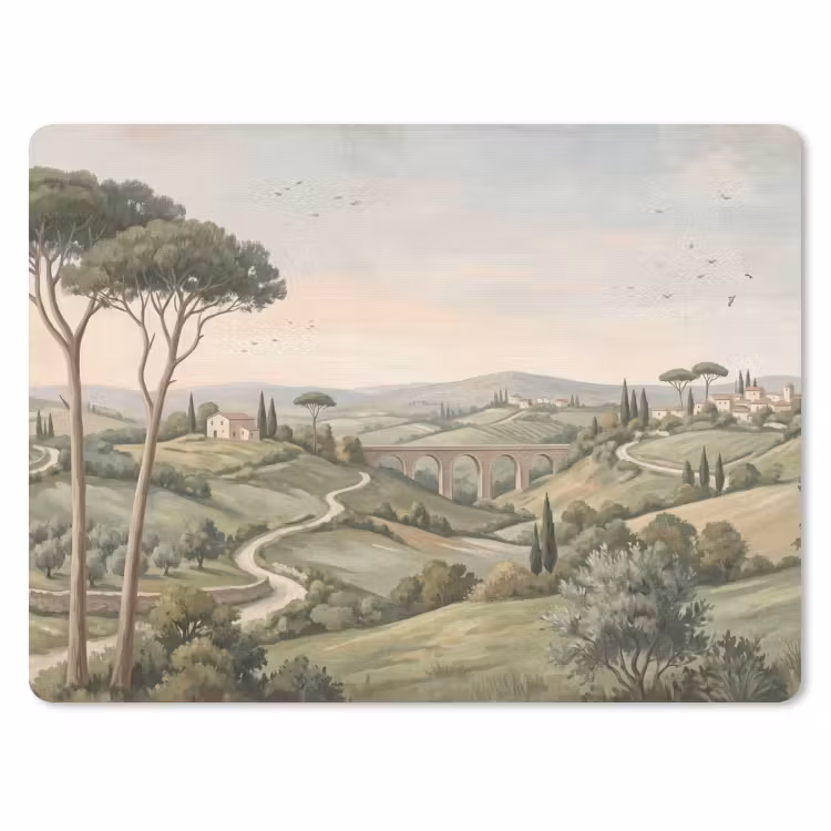 Landschap - Heuvels - Zandpad - Groen muismat rubber klein -3d