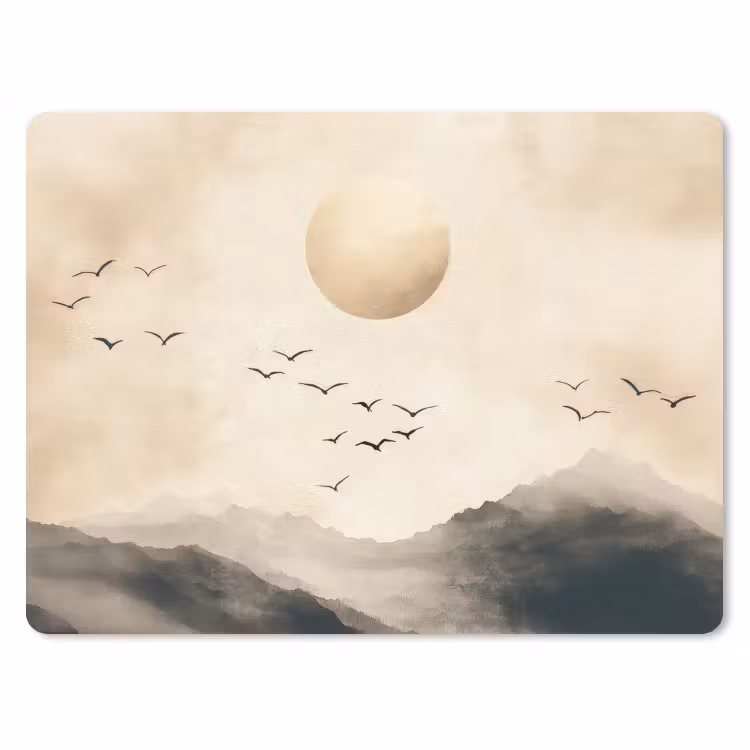Landschap - Japandi - vogel muismat rubber klein -3d