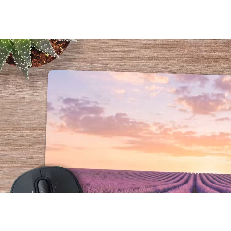 Landschap - Lavendelveld - Paars muismat rubber klein -closeup