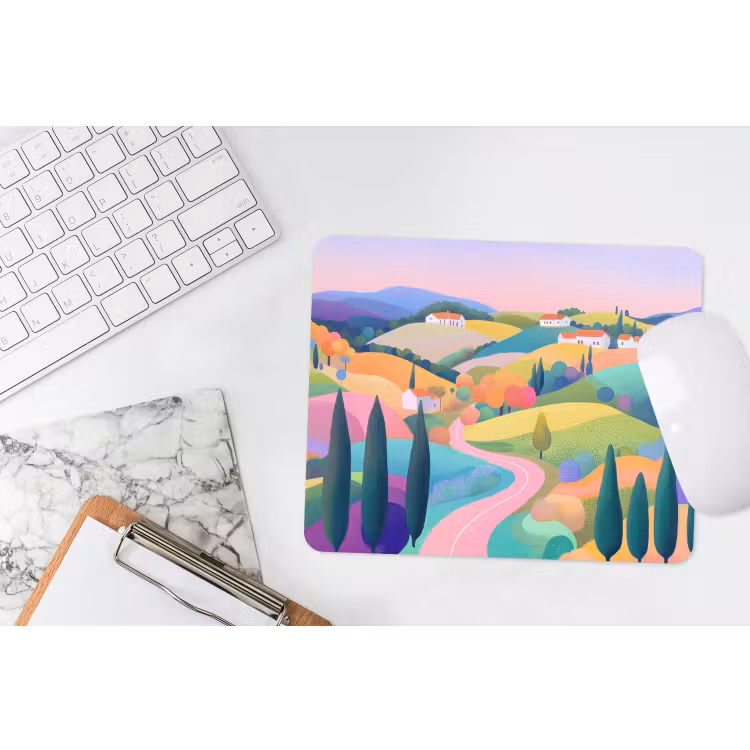 Landschap - Paars - Pastel - Huizen muismat rubber klein -witbureau