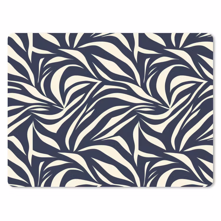 Bladvormen - Blauw - Patroon - Wit muismat rubber klein 262 -3d