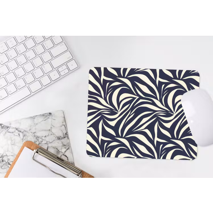 Bladvormen - Blauw - Patroon - Wit muismat rubber klein 262 -witbureau