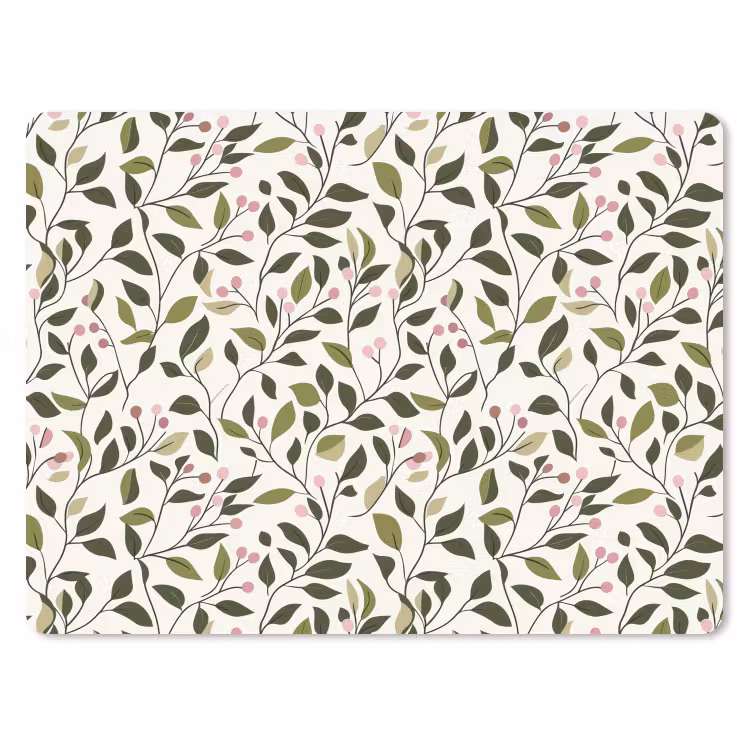 Bladeren - Bessen - Roze muismat rubber klein 262 -3d