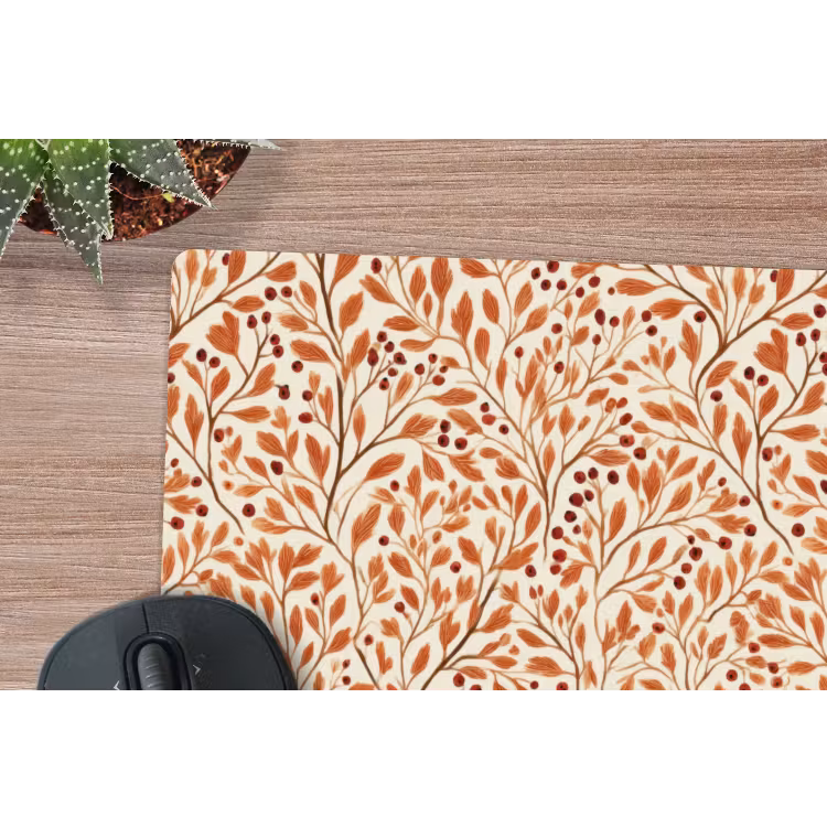 Bladeren - Botanisch  - Terracotta muismat rubber klein 262 -closeup