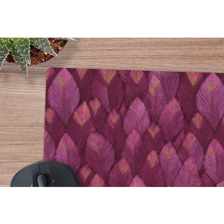 Bladeren - Patroon - Burgundy muismat rubber klein 262 -closeup