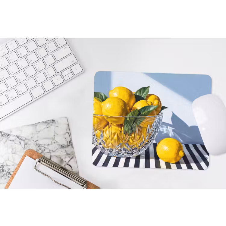 Mouse Pad - Lemons - Fruit - Yellow - Citroenen - Fruit - Geel muismat rubber klein