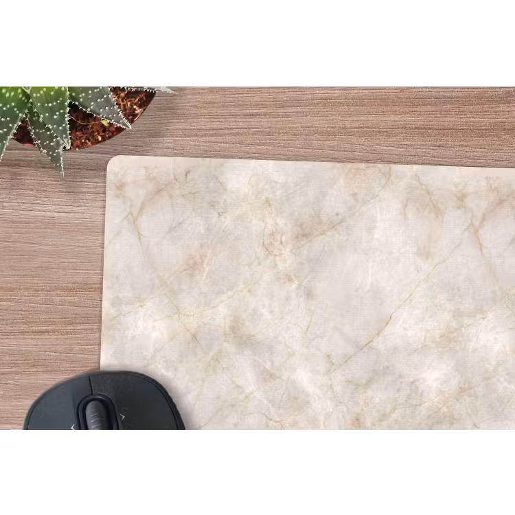Lichtbeige - Goudbruine Nerven - Marmer muismat rubber klein 262 -closeup