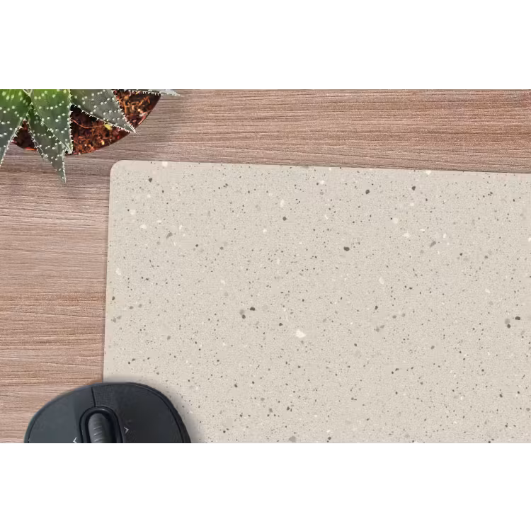 Lichtbeige - Terrazzo - Grijs muismat rubber klein 262 -closeup