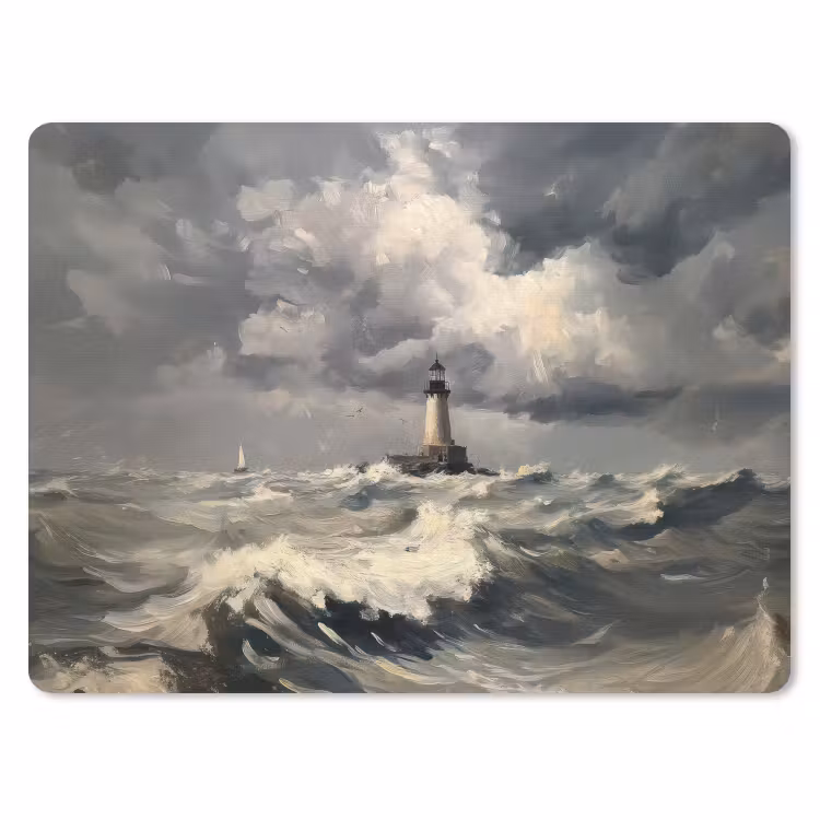 Vuurtoren - Golven - Storm muismat rubber klein -3d