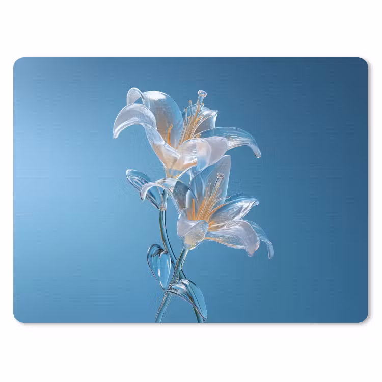 Lelies - Blauw - Glazen muismat rubber klein -3d