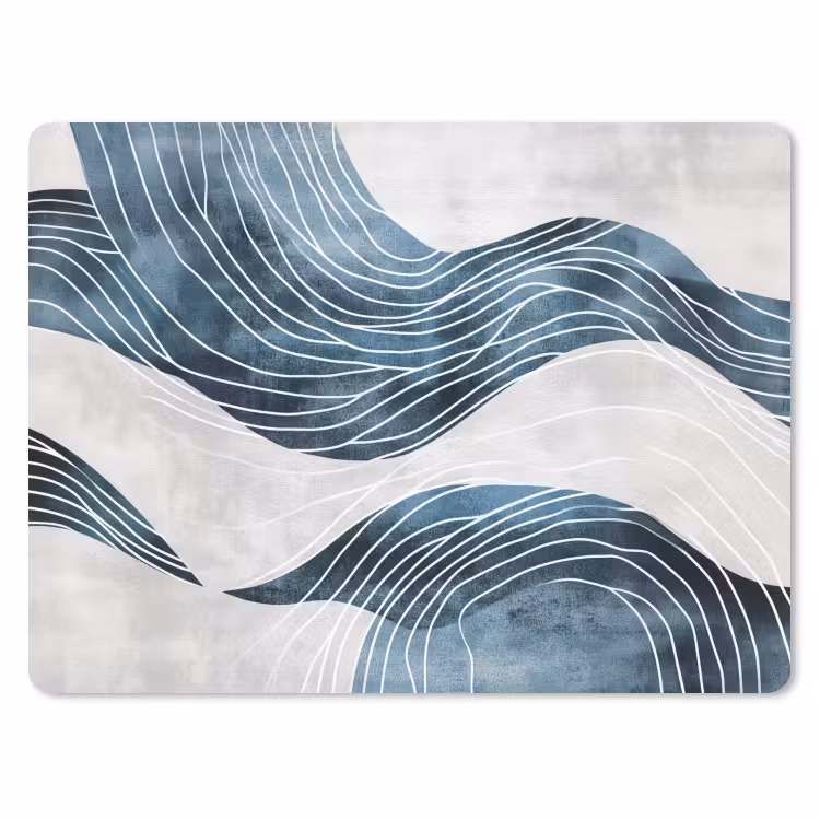 Lijnen - Golven - Abstract - Blauw muismat rubber klein -3d