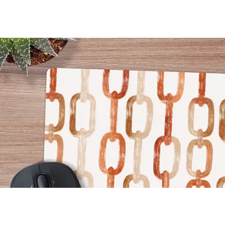 Schakels - Patroon - Aquarel - Terracotta muismat rubber klein 262 -closeup
