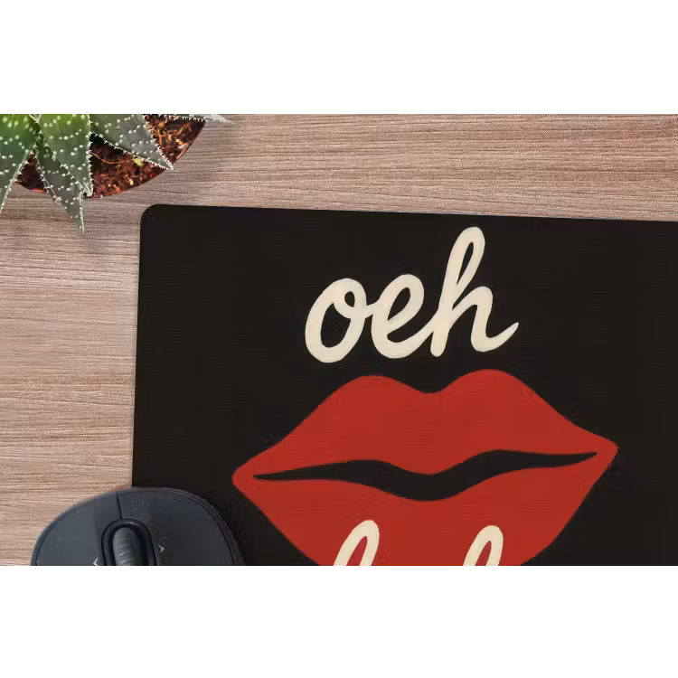 Lip - Rood - Quote muismat rubber klein -closeup