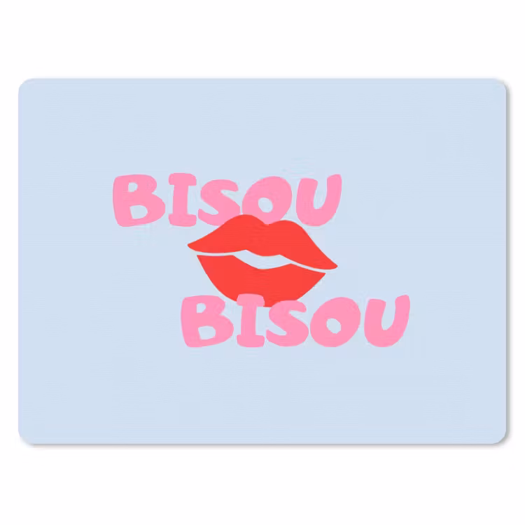 Lippen - Bisou - Blauw muismat rubber klein -3d