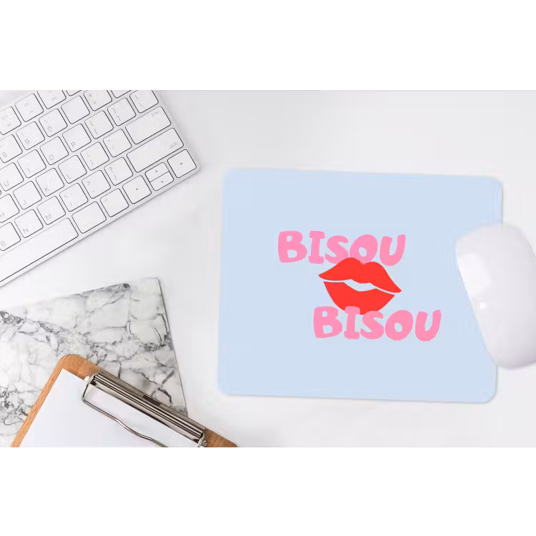 Lippen - Bisou - Blauw muismat rubber klein -witbureau