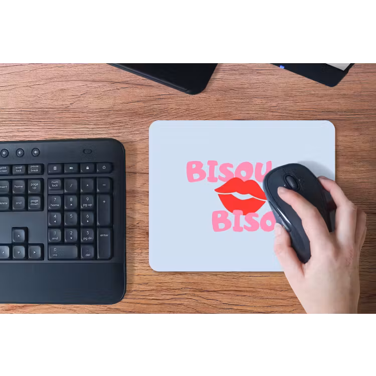 Lippen - Bisou - Blauw muismat rubber klein -toetsenbord