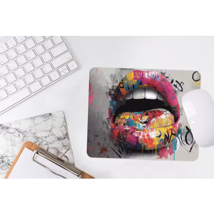 Lippen - Graffiti - Expressief muismat rubber klein -witbureau