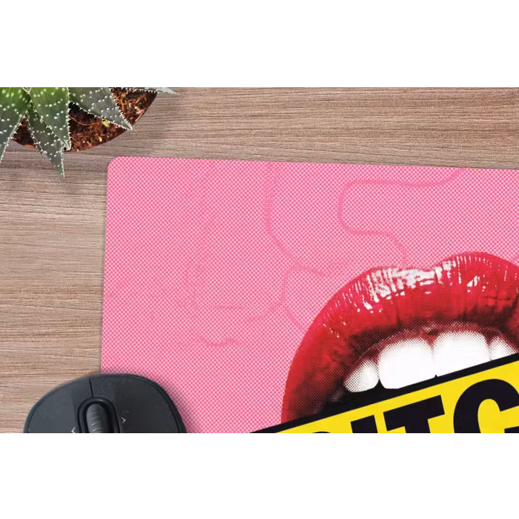 Lippen - Tekst - Kleurrijk muismat rubber klein -closeup
