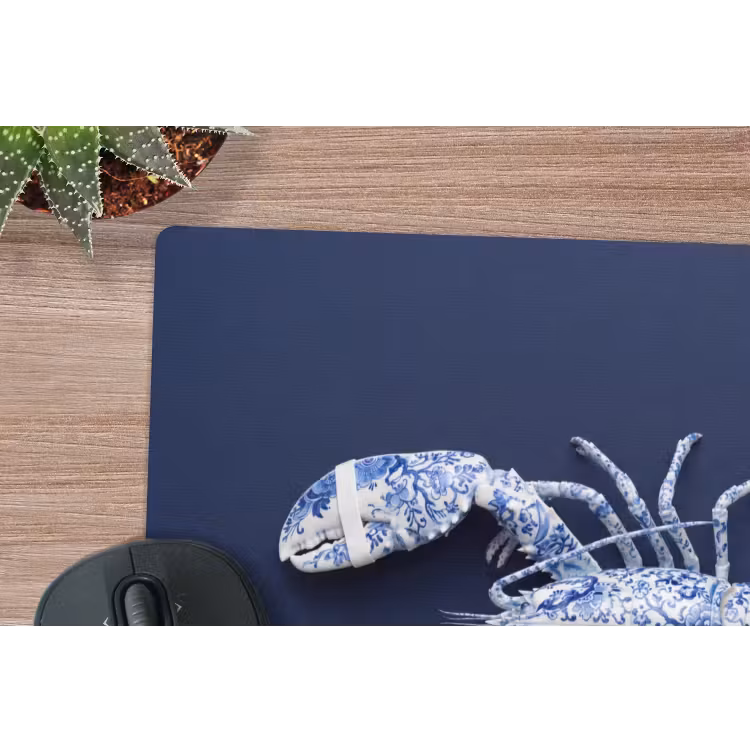 Kreeft - Porselein - Delfts - Blauw muismat rubber klein -closeup