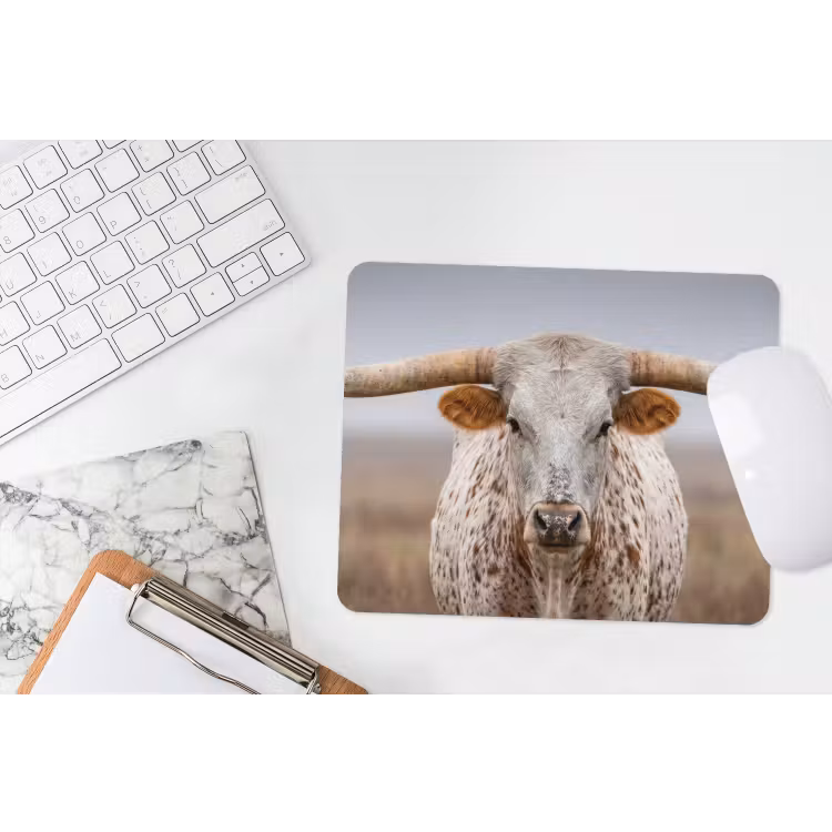 Longhorn - Grasveld - Dier muismat rubber klein -witbureau