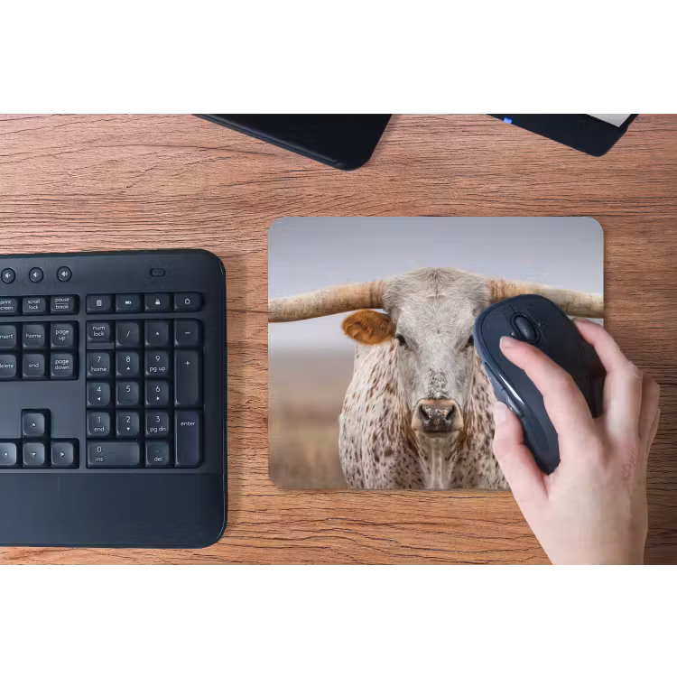 Longhorn - Grasveld - Dier muismat rubber klein -toetsenbord