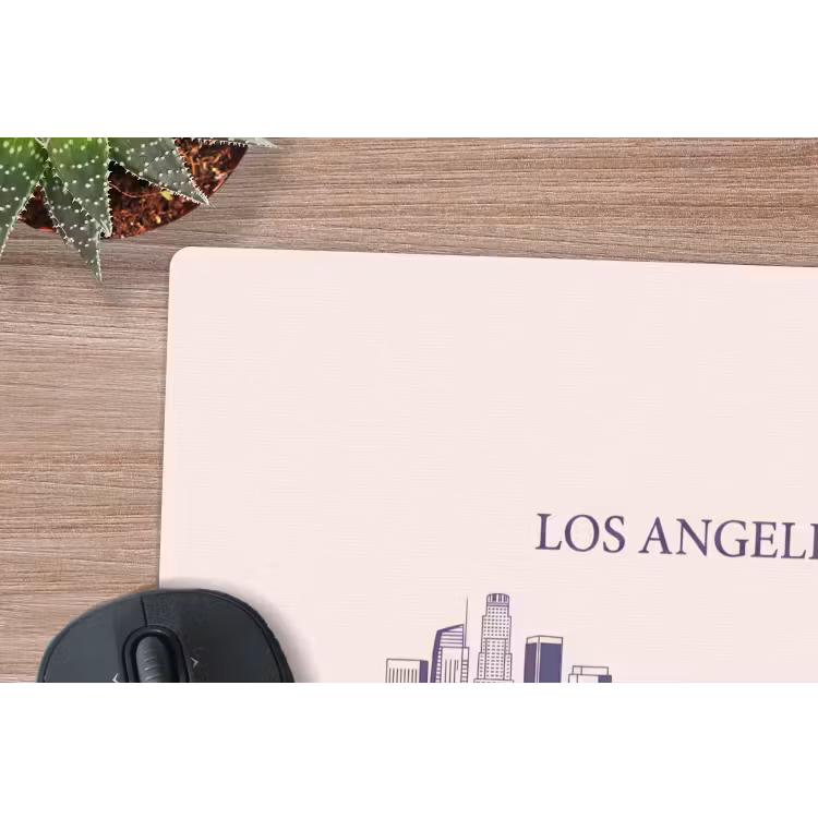 Los Angeles - Skyline - Architectuur - Aquarel - Blauw muismat rubber klein -closeup