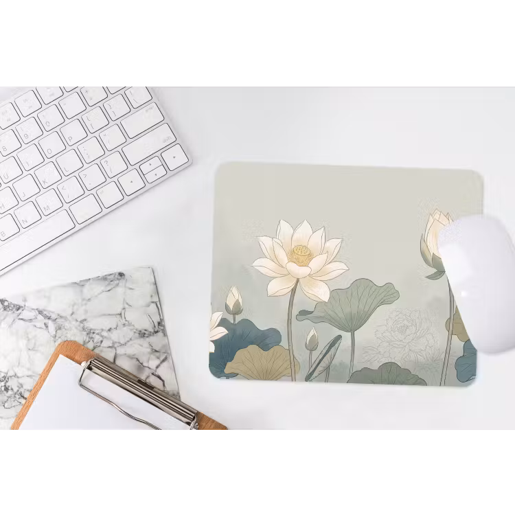 Lotus - Bloemen - Groen muismat rubber klein -witbureau