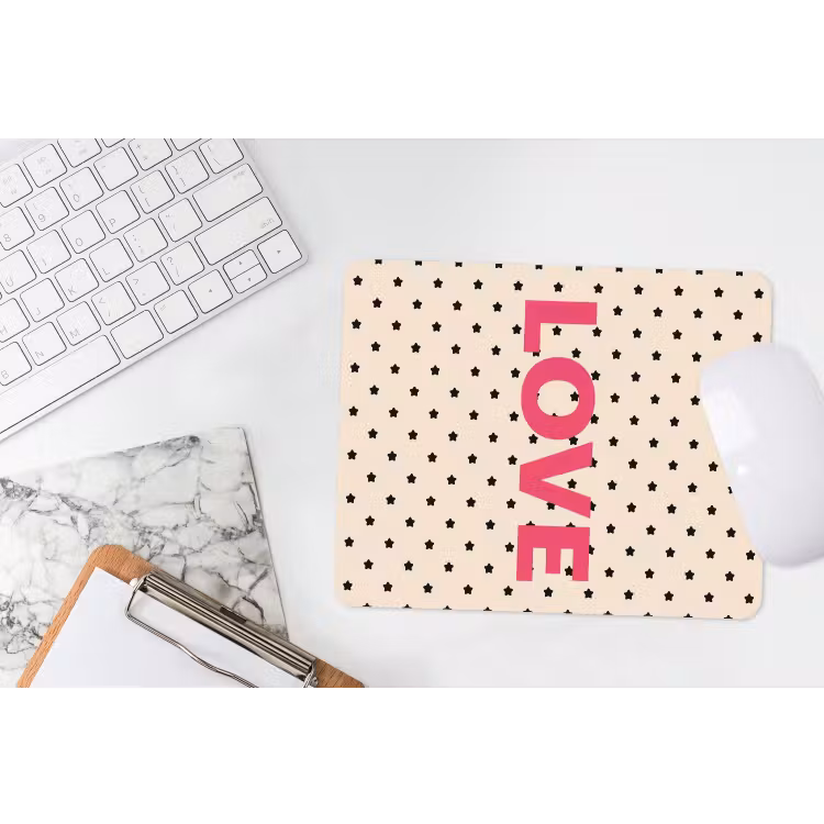 Love - Stippen - Roze muismat rubber klein -witbureau