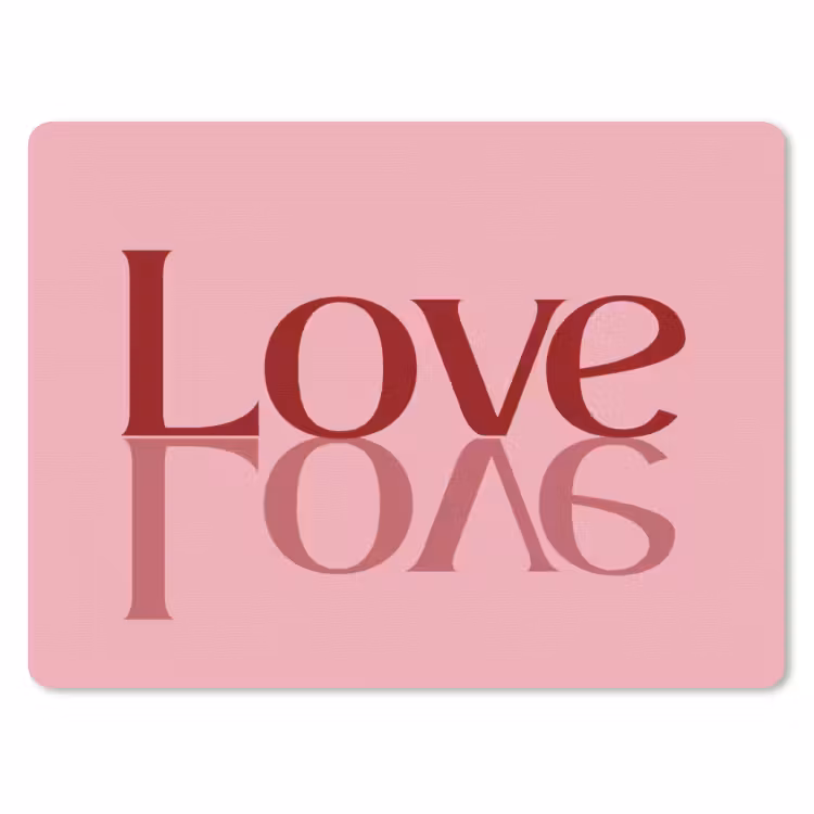 Love - Roze - Spiegeling muismat rubber klein -3d