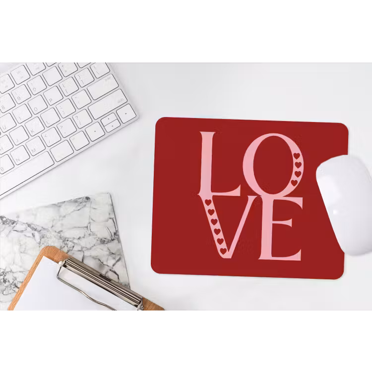 Love - Rood - Hatjes muismat rubber klein -witbureau