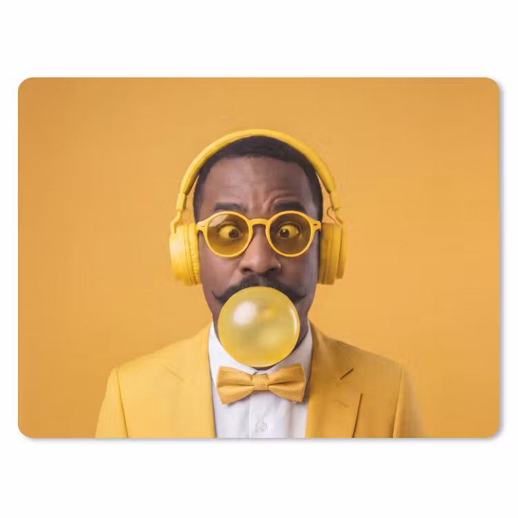 Man - Bubblegum - Portret - Geel - Modern muismat rubber klein -3d