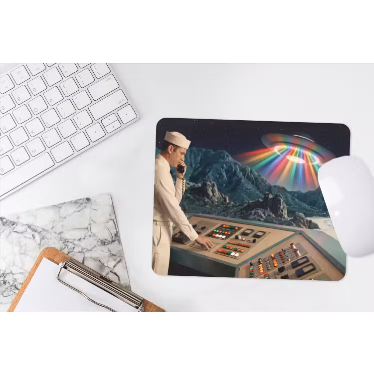Mouse Pad - Man - Control Room - Beach - Man - Controlekamer - Strand muismat rubber klein