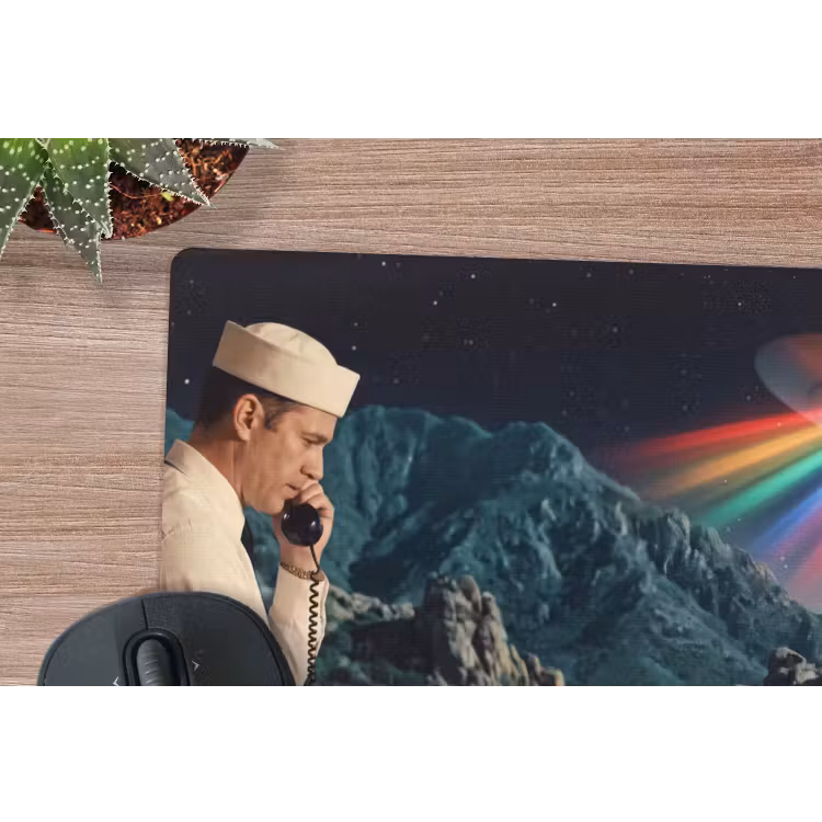 Mouse Pad - Man - Control Room - Beach - Man - Controlekamer - Strand muismat rubber klein