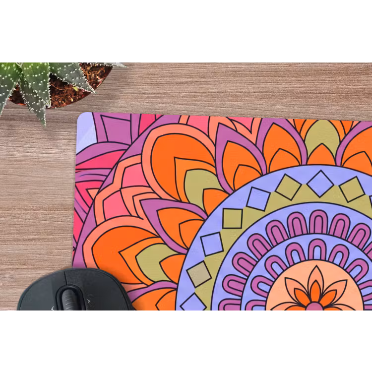 Mandala - Cirkel - Abstract - Kleurrijk - Patroon muismat rubber klein -closeup