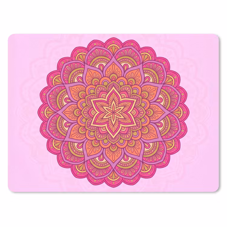Mandala - Cirkel - Spiritueel - Oosters - Roze muismat rubber klein -3d