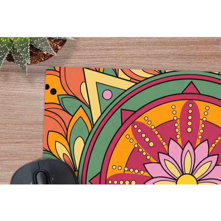Mandala - Bloemen - Abstract - Kleurrijk muismat rubber klein -closeup