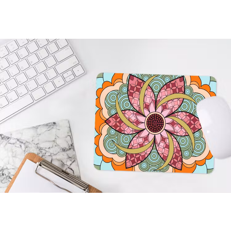 Mandala - Geometrisch - Kunst - Decoratief - Kleurrijk muismat rubber klein -witbureau