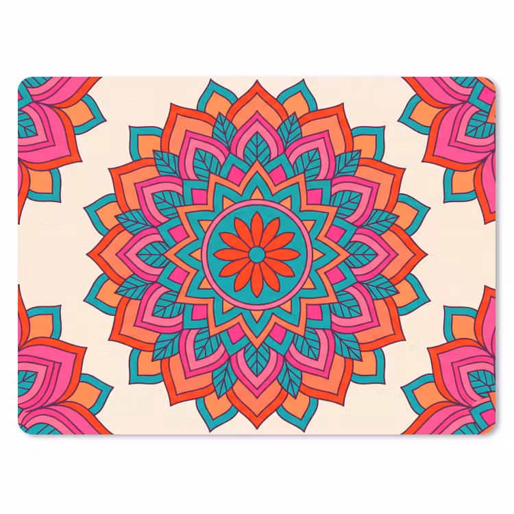 Mandala - Patroon - Abstract - Kleurrijk - Modern muismat rubber klein -3d