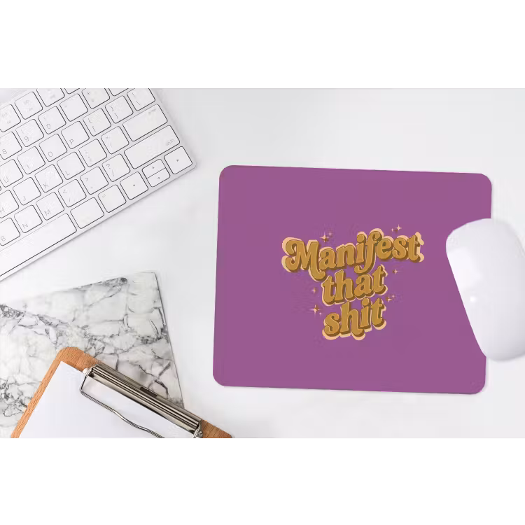 Manifest that shit - Paars - Glitter muismat rubber klein -witbureau