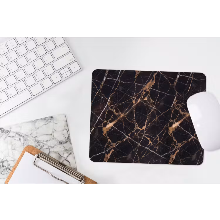 Marmer - Goud - Abstract - Zwart muismat rubber klein -witbureau