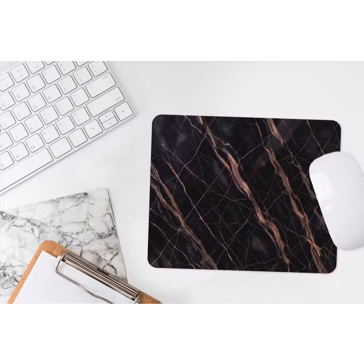 Marmer - Goud - Patroon - Luxe - Zwart muismat rubber klein -witbureau
