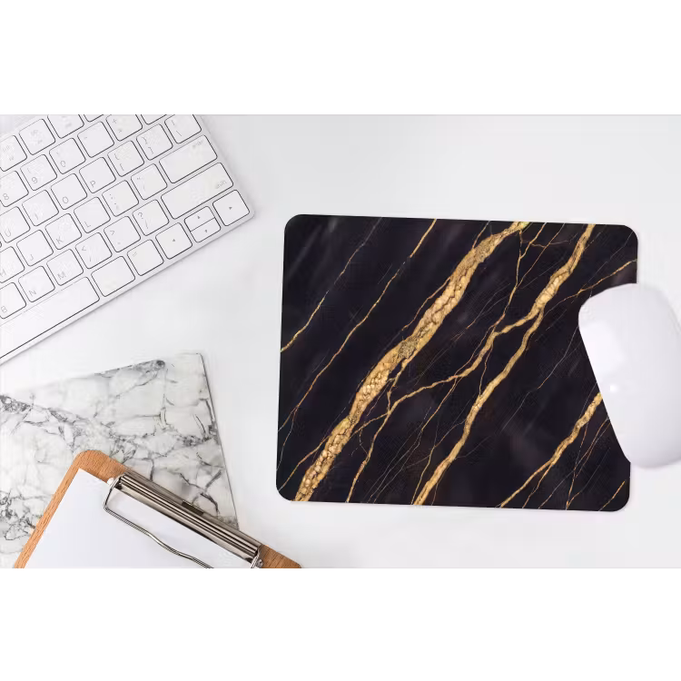 Marmer - Goud - Textuur - Abstract - Zwart muismat rubber klein -witbureau