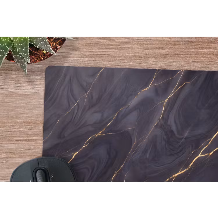 Marmer - Goudaders - Abstract - Modern - Zwart muismat rubber klein -closeup