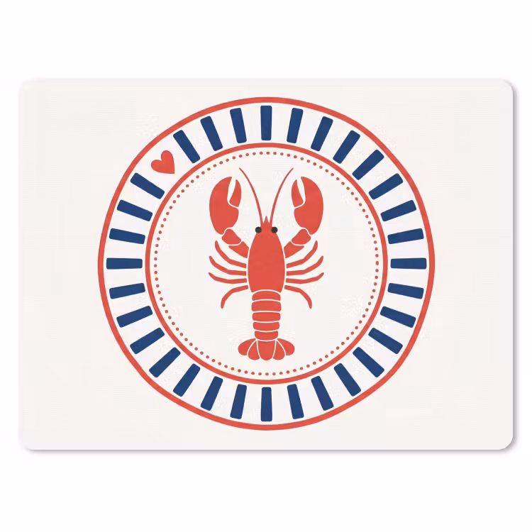 Zeeleven - Kreeft - Embleem - Grafisch - Rood muismat rubber klein -3d