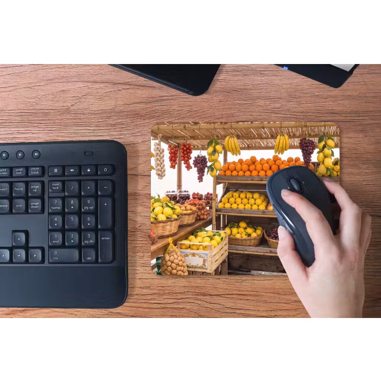 Mouse Pad - Market Stall - Fruit - Fresh - Marktkraam - Fruit - Vers muismat rubber klein