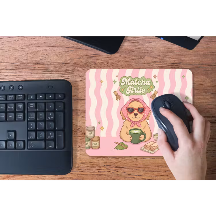 Matcha - Hond - Roze - Groen muismat rubber klein -toetsenbord