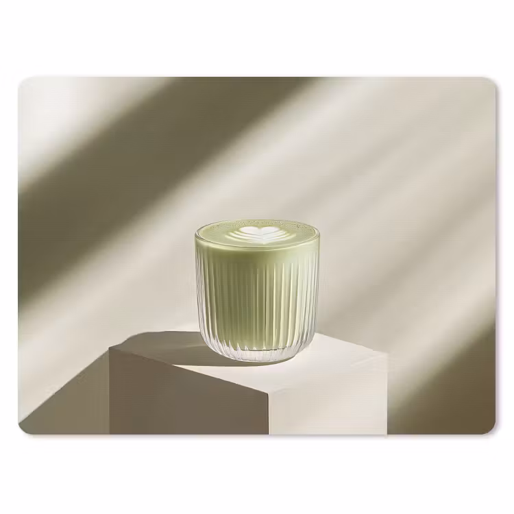 Matcha - Glas - Groen - Minimalistisch muismat rubber klein -3d